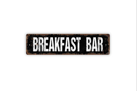 Breakfast Bar Sign - Pantry Kitchen Vinyl Sticker Or  Metal Street Sign or Door Name Plate Plaque