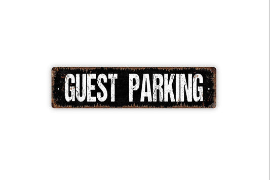 Guest Parking Sign | Rustic Driveway Sign | Custom Metal Sign or Vinyl Sticker | Farmhouse Yard Decor | Private Property Wall Art