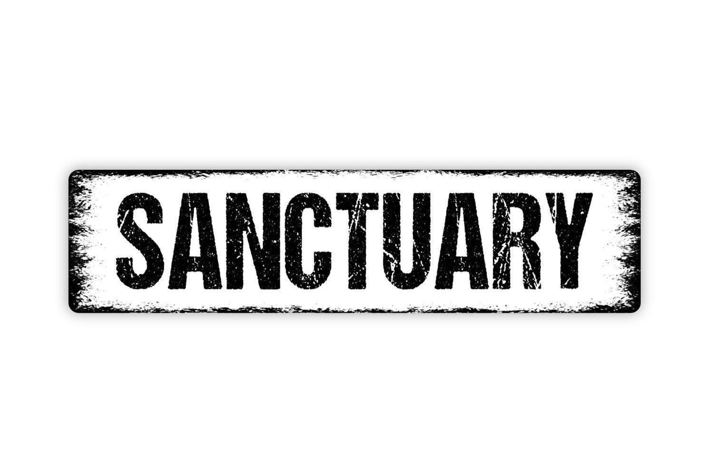 Sanctuary Sign - Vinyl Sticker Or  Metal Street Sign or Door Name Plate Plaque