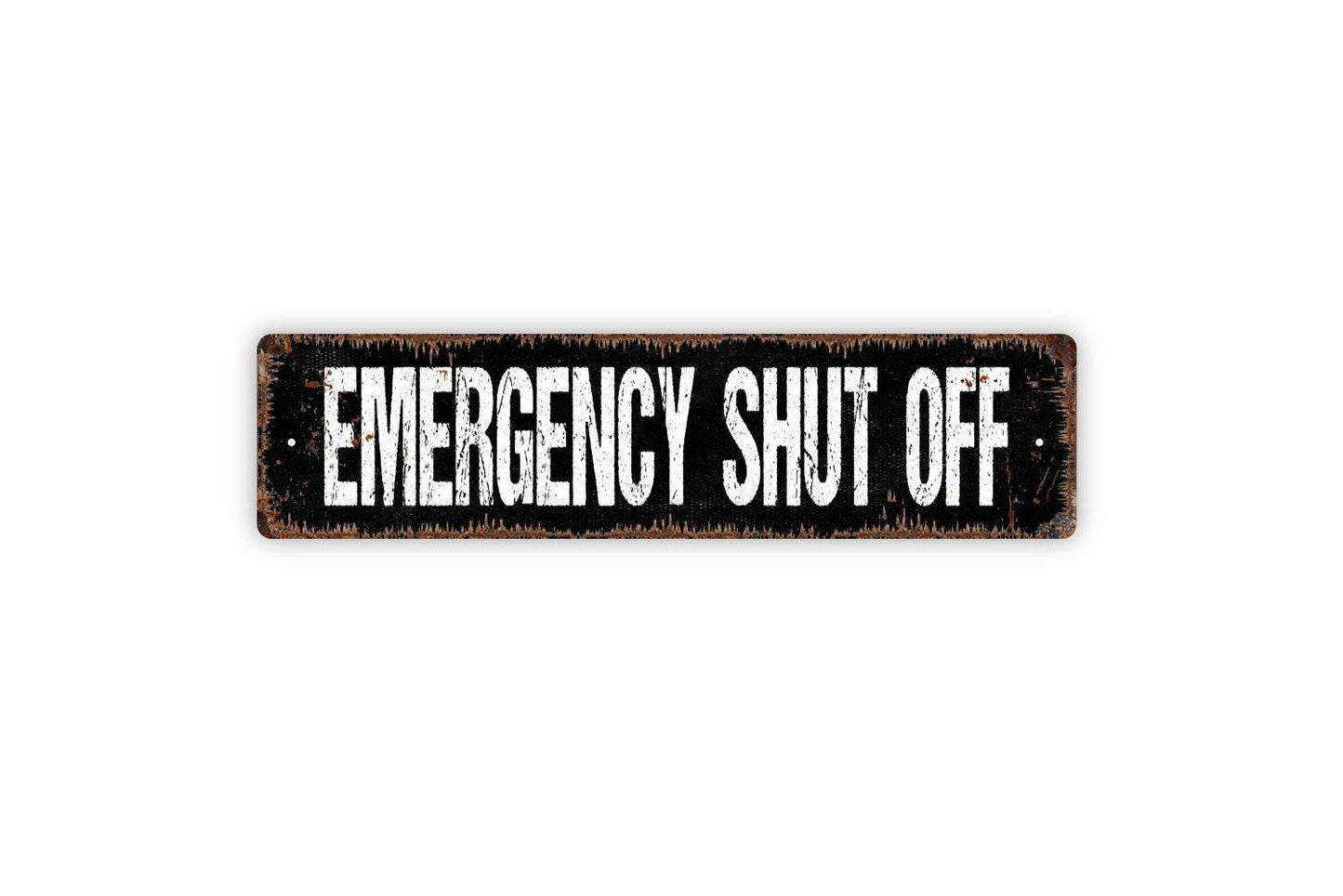 Emergency Shut Off Sign - Vinyl Sticker Or  Metal Street Sign or Door Name Plate Plaque