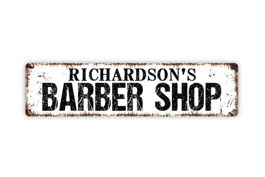 Personalized Barber Shop Sign, Custom Metal Sign, Vinyl Sticker Or  Street Sign or Door Name Plate Plaque