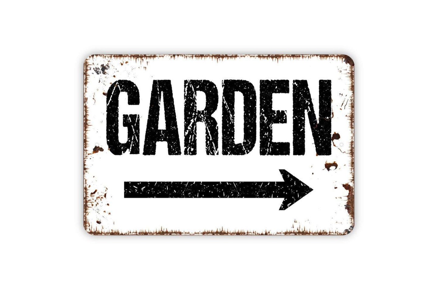 Garden with Right or Left Arrow Sign - Metal Indoor or Outdoor Wall Art
