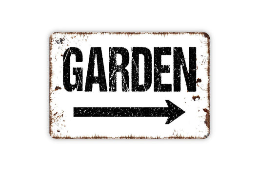 Garden with Right or Left Arrow Sign - Metal Indoor or Outdoor Wall Art