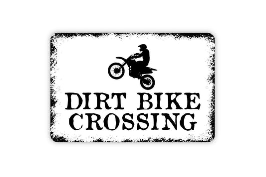 Dirt Bike Crossing Sign - Racing Metal Wall Art - Indoor or Outdoor