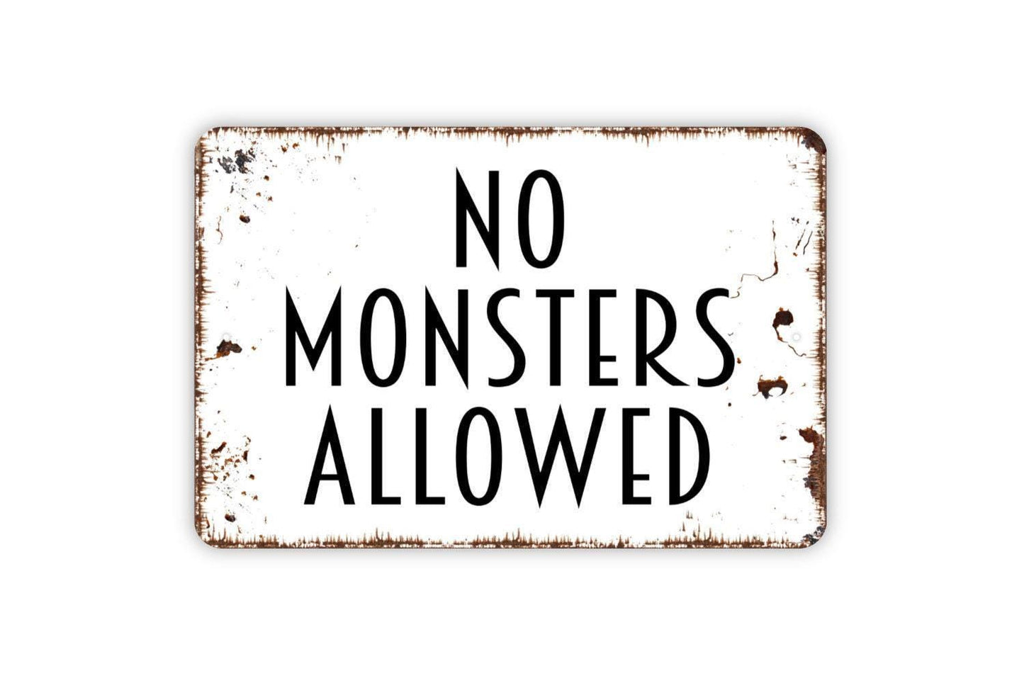 No Monsters Allowed Sign | Funny Kids Room Wall Decor | Metal Sign or Vinyl Sticker for Bedrooms, Playrooms, or Nurseries