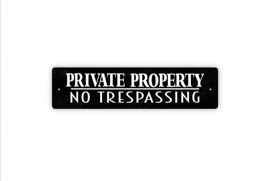 Private Property No Trespassing Sign – Rustic Farmhouse Property Safety Warning – Home Yard Fence Gate Wall Notice – Metal Sign or Sticker