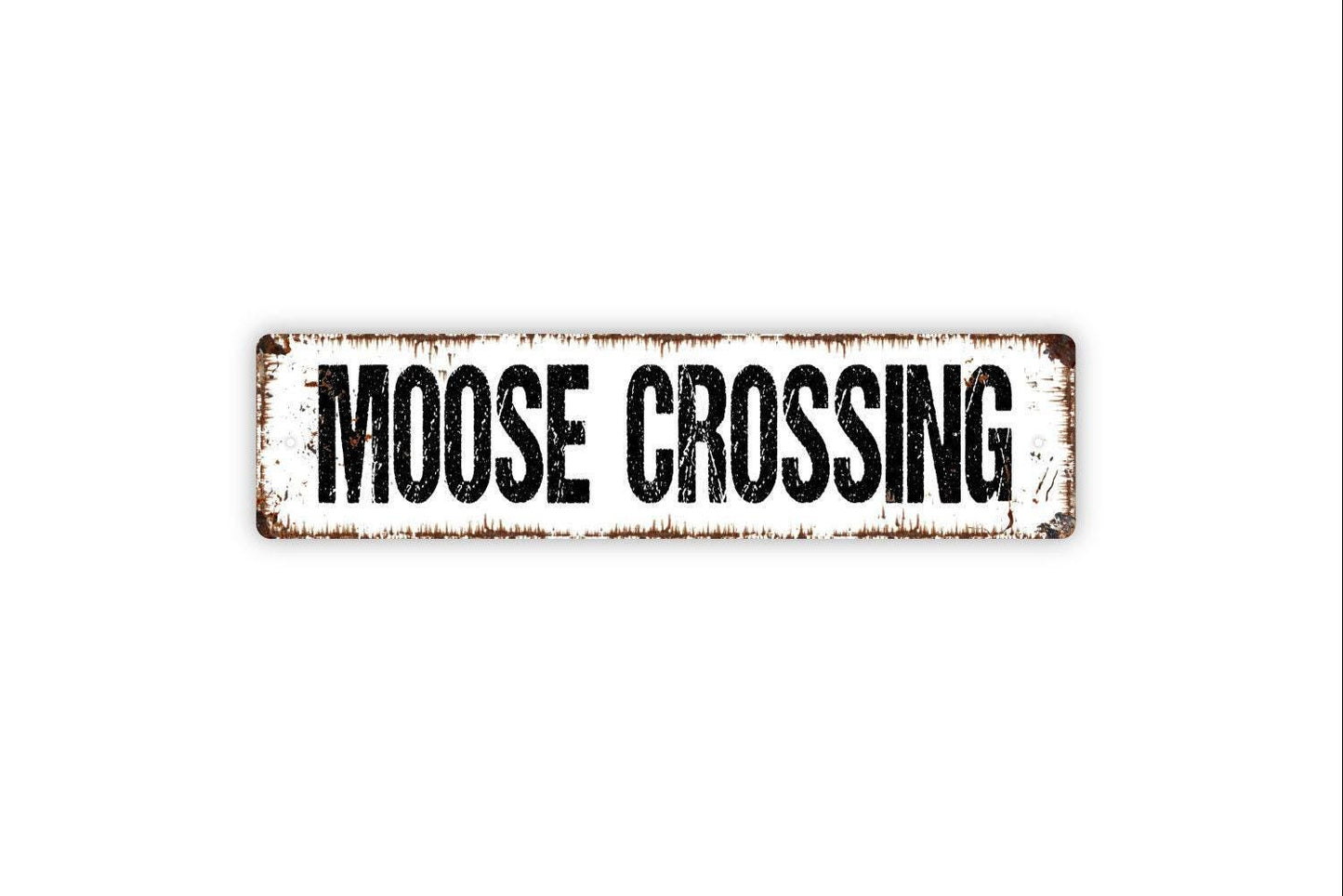 Moose Crossing Sign - Vinyl Sticker Or  Metal Street Sign or Door Name Plate Plaque