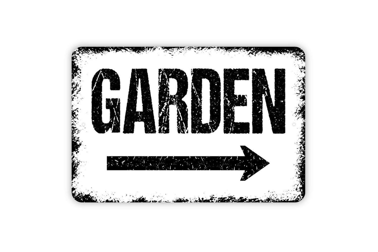 Garden with Right or Left Arrow Sign - Metal Indoor or Outdoor Wall Art