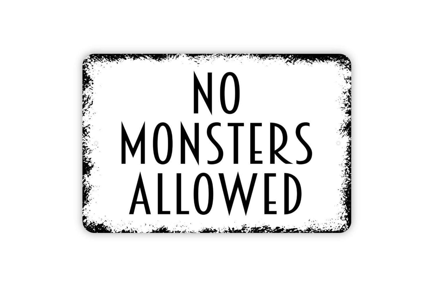 No Monsters Allowed Sign | Funny Kids Room Wall Decor | Metal Sign or Vinyl Sticker for Bedrooms, Playrooms, or Nurseries