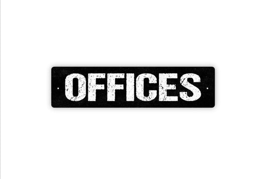 Offices Sign - Small Business Office Park Reception Desk Vinyl Sticker Or  Street Metal Sign or Door Name Plate Plaque
