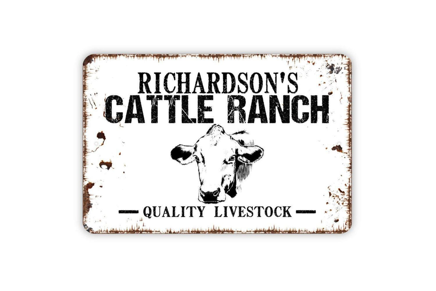 Personalized Cattle Ranch Sign - Custom Cow Metal Wall Art
