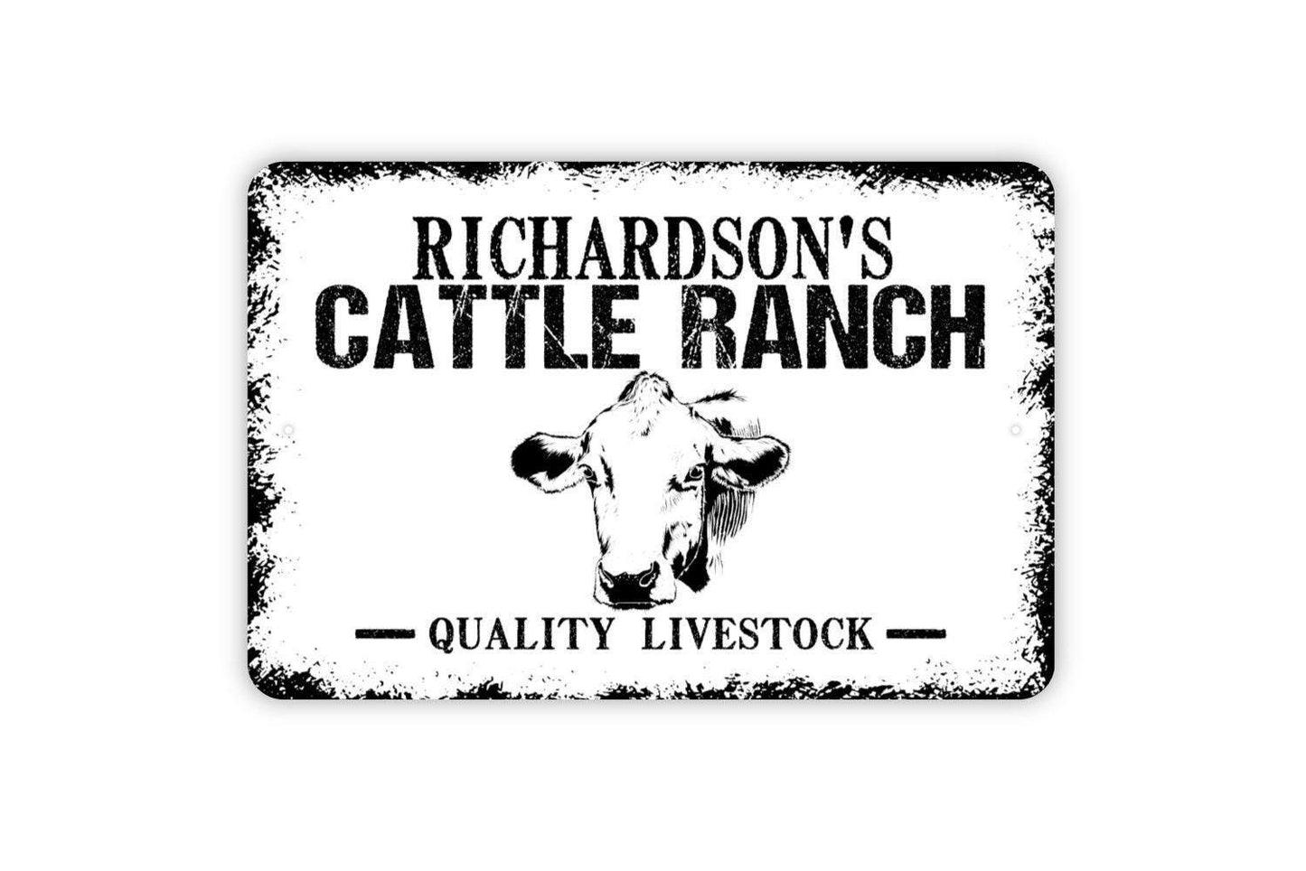 Personalized Cattle Ranch Sign - Custom Cow Metal Wall Art