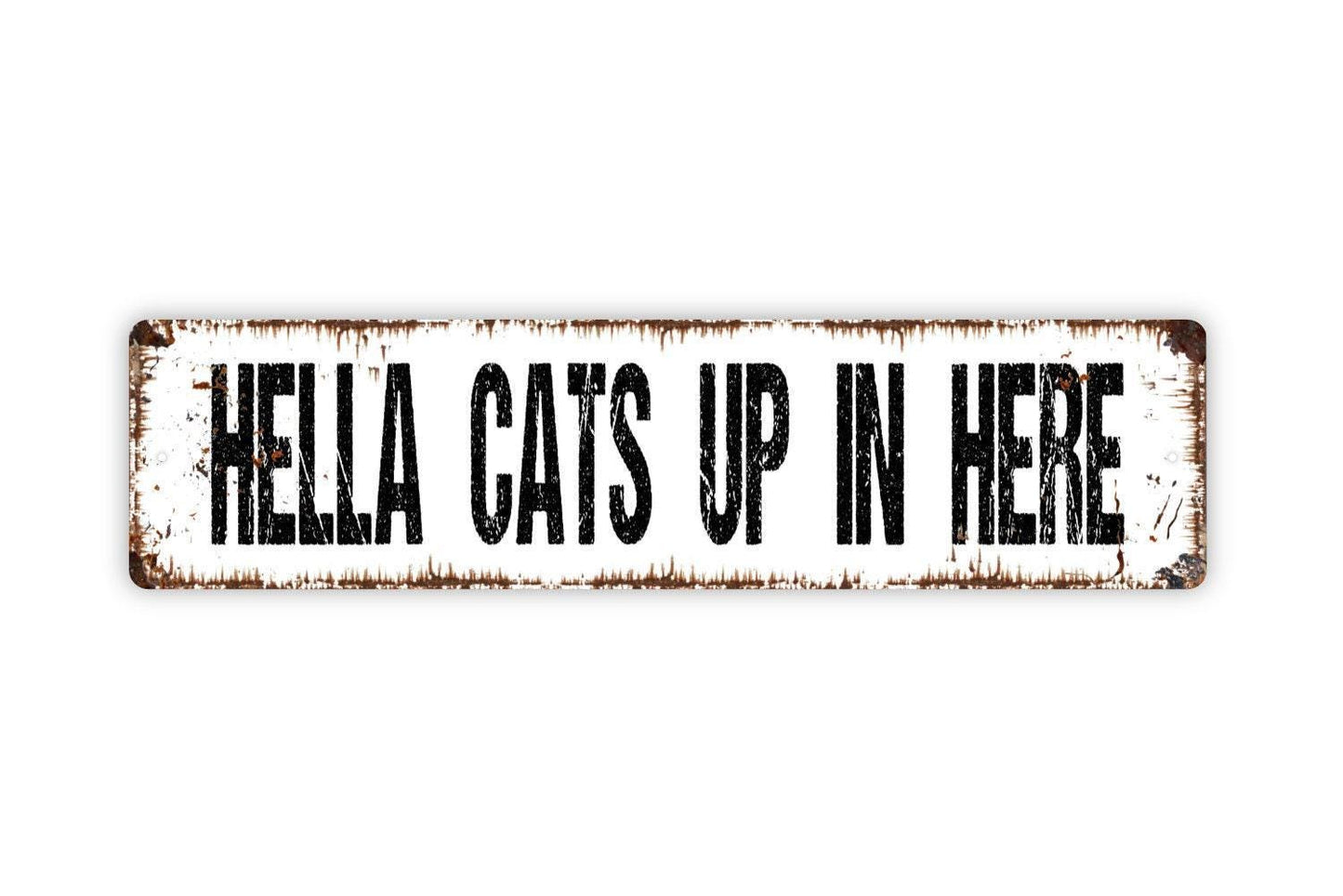Hella Cats Up in Here Sign - Funny Cat Lover Kitten Feline Pet Vinyl Sticker Or  Street Metal Sign or Door Name Plate Plaque