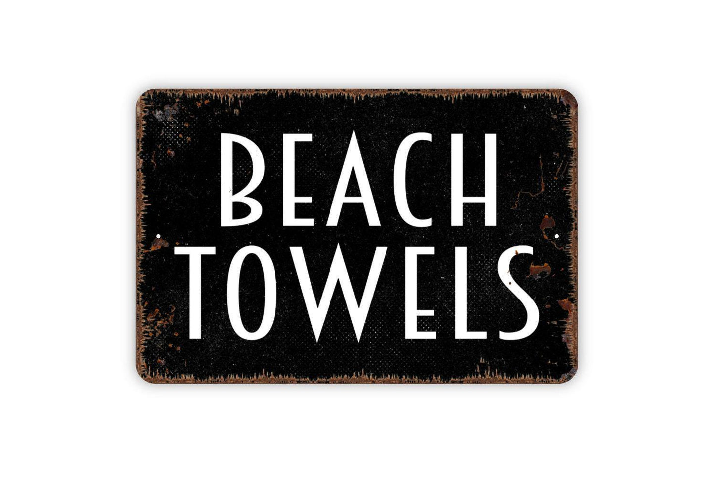 Beach Towels Sign – Coastal Bathroom Poolside Patio Wall Decor – Rustic Farmhouse Beach House Sign – Metal Sign or Sticker