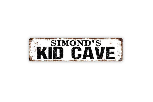 Personalized Kid Cave Sign for Kids Room Decor | Custom Name Cave Wall Sign | Boys Girls Playroom Metal Sign or Vinyl Sticker