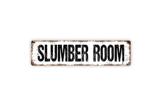 Slumber Room Sign Metal or Vinyl Sticker | Bedroom Door Sign | Rustic Farmhouse Sleep Room Decor | Guest Room Sign | Cozy Home Decoration
