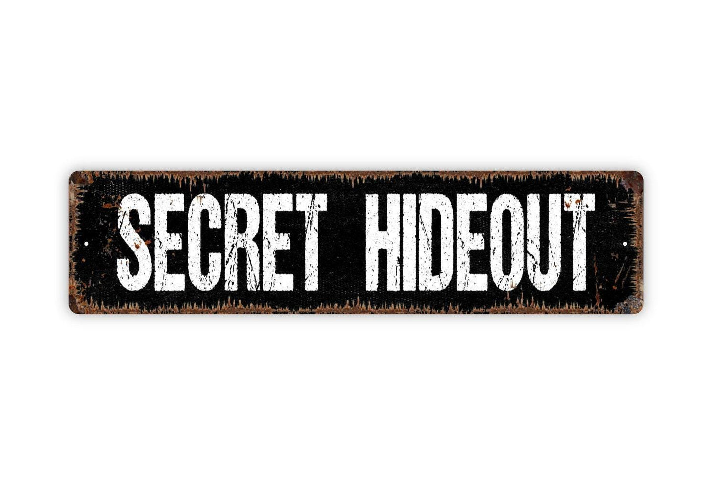 Secret Hideout Sign - Clubhouse Vinyl Sticker Or  Metal Street Sign or Door Name Plate Plaque