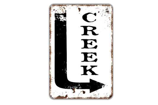 Creek With Right or Left Arrow Sign - Direction Metal Wall Art - Indoor or Outdoor