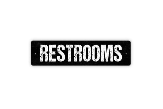 Restrooms Sign - Men Women Girls Boys Family Bathroom Washroom Vinyl Sticker Or  Street Metal Sign or Door Name Plate Plaque