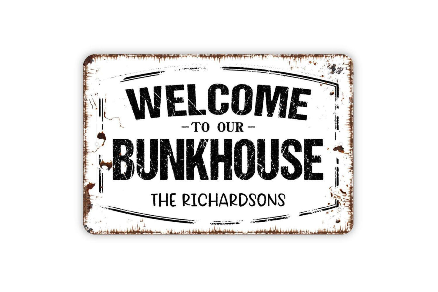 Personalized Welcome to Our Bunkhouse Sign | Custom Rustic Cabin Decor | Metal Sign or Vinyl Sticker for Lodge, Ranch, or Guest House