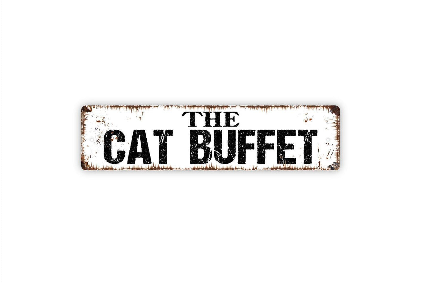 The Cat Buffet Sign - Cat Kitten Eatery Food Water Dish Kitty Vinyl Sticker Or  Street Metal Sign or Door Name Plate Plaque