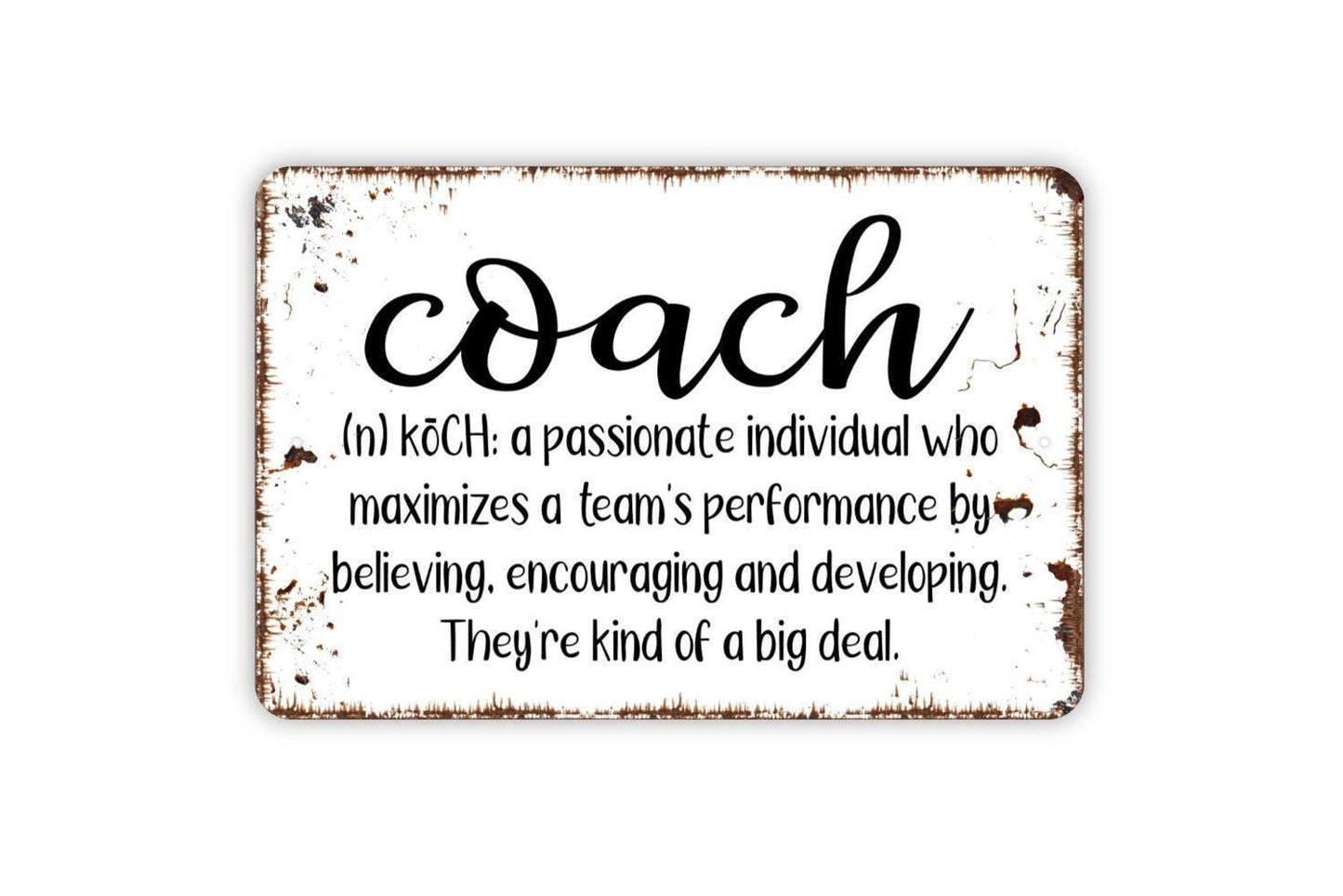 Coach Definition Funny Metal Sign, Farmhouse Wall Decor Modern Wall Metal Sign