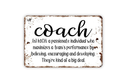 Coach Definition Funny Metal Sign, Farmhouse Wall Decor Modern Wall Metal Sign