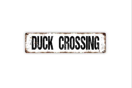 Duck Crossing Sign - Vinyl Sticker Or  Metal Street Sign or Door Name Plate Plaque