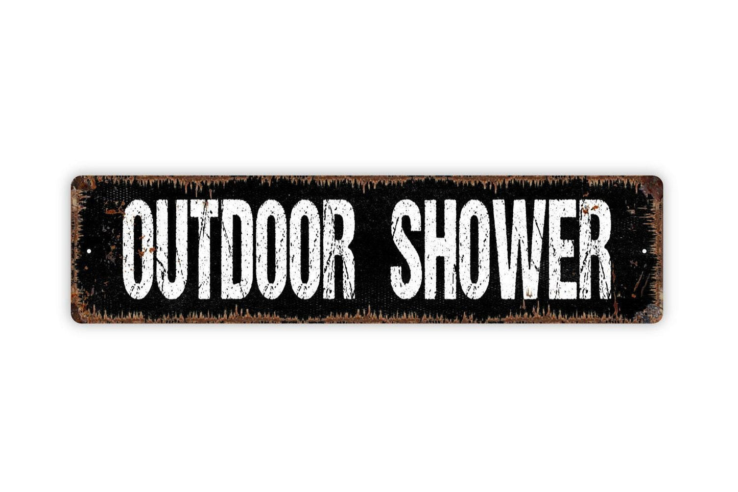 Outdoor Shower Sign - Vinyl Sticker Or  Metal Street Sign or Door Name Plate Plaque
