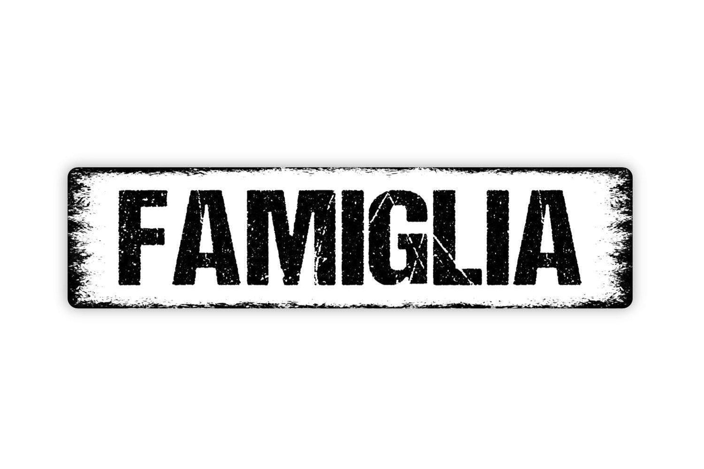 Famiglia Sign – Italian Family Wall Decor – Rustic Farmhouse Kitchen or Dining Room Sign – Metal Sign or Vinyl Sticker