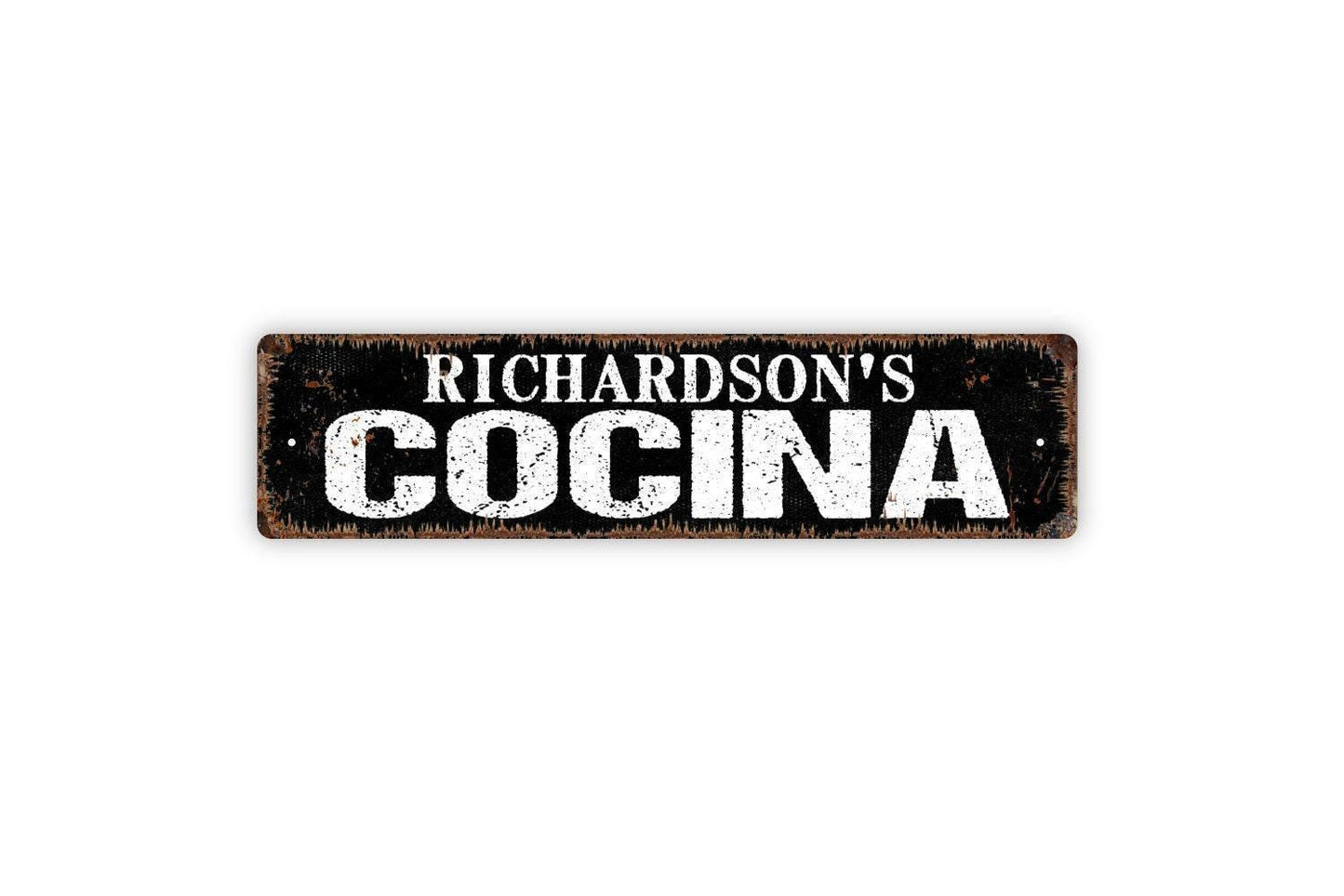 Personalized Cocina Sign | Custom Spanish Kitchen Sign with Family Name | Rustic Farmhouse Wall Décor Metal Sign or Vinyl Sticker for Home