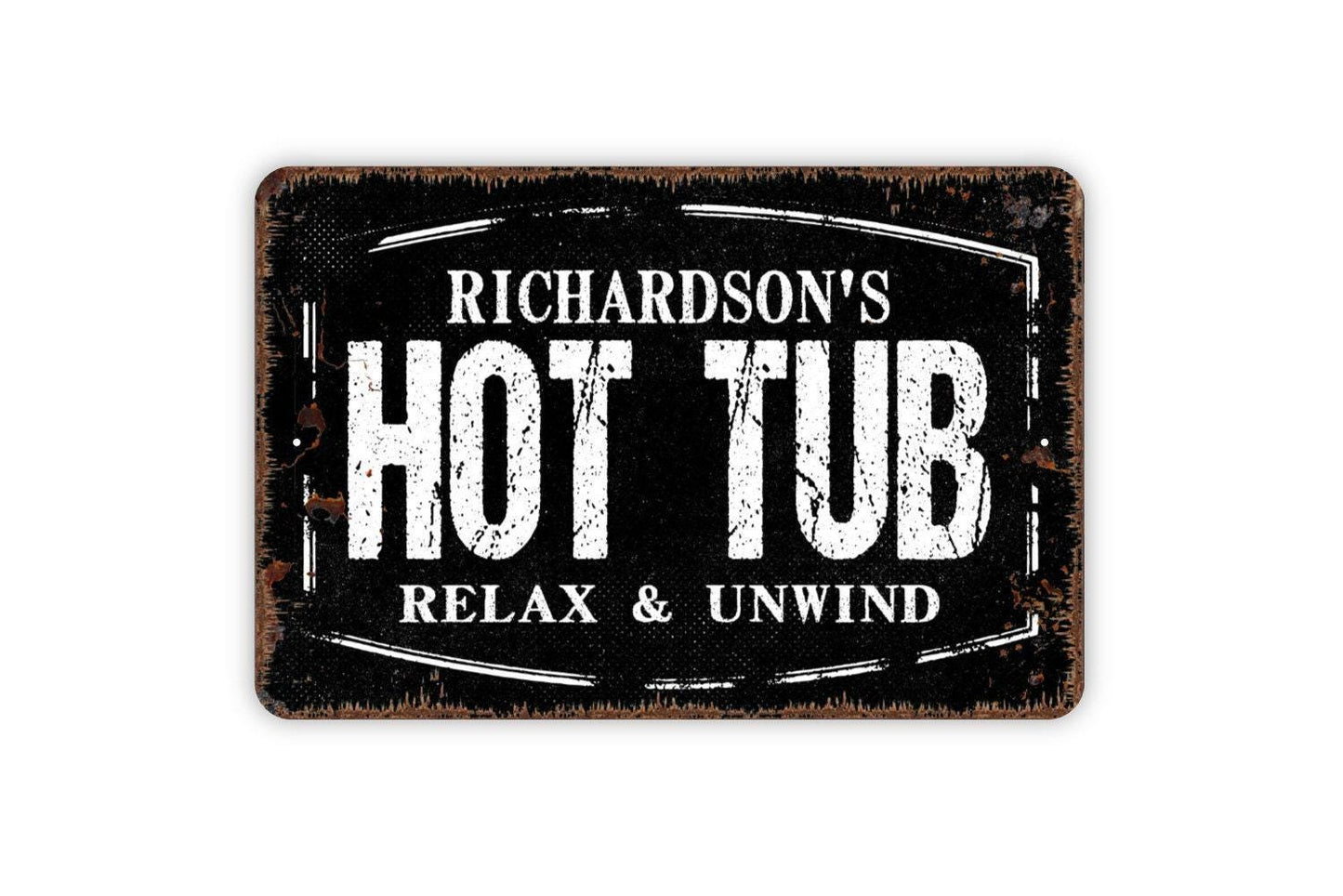 Personalized Hot Tub Sign - Custom Spa Metal Wall Art Indoor Or Outdoor