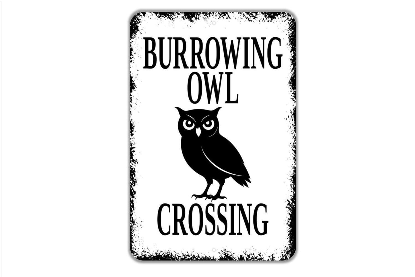 Burrowing Owl Crossing Sign - Owls Burrow Caution Notice Metal Wall Art - Indoor or Outdoor