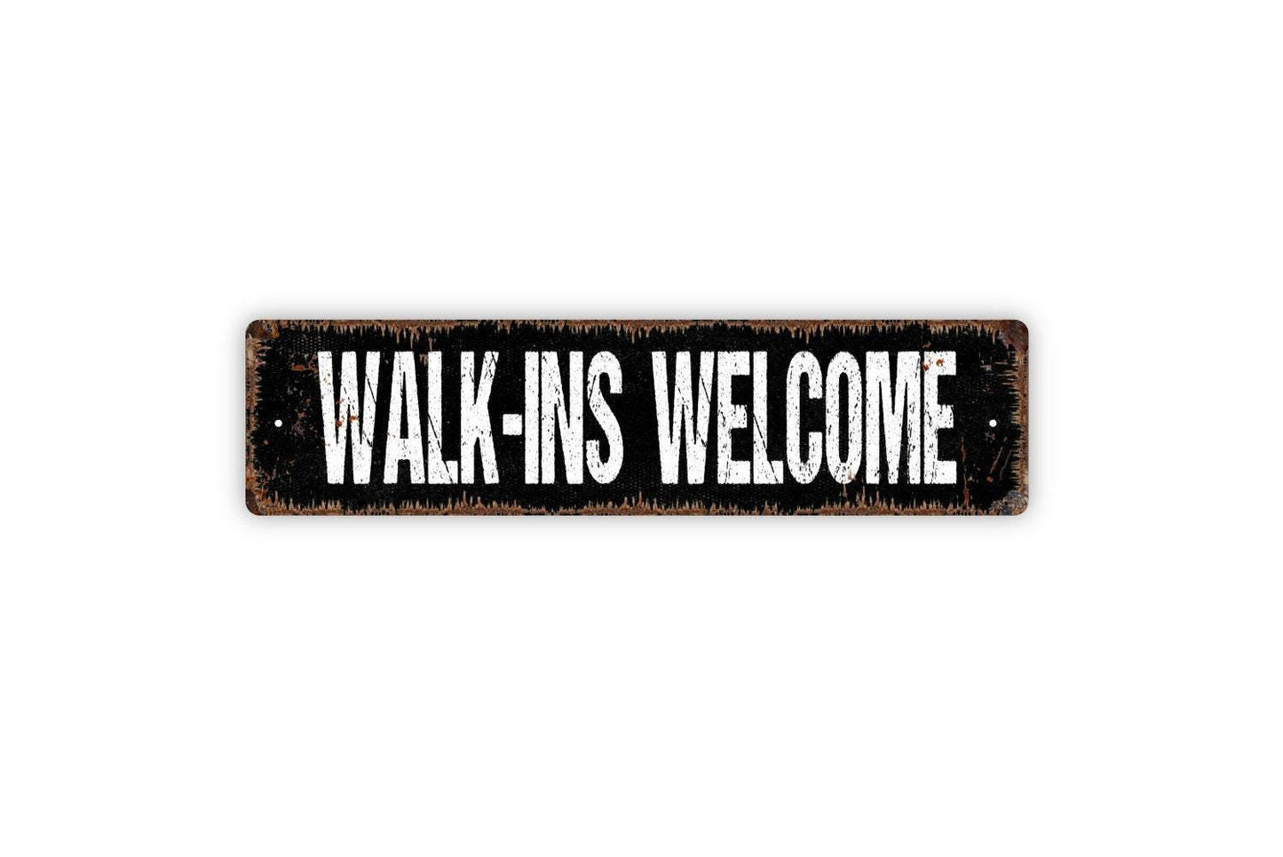 Walk-Ins Welcome Sign - Office Salon Barber Shop Hair Stylist Vinyl Sticker Or  Metal Street Sign or Door Name Plate Plaque