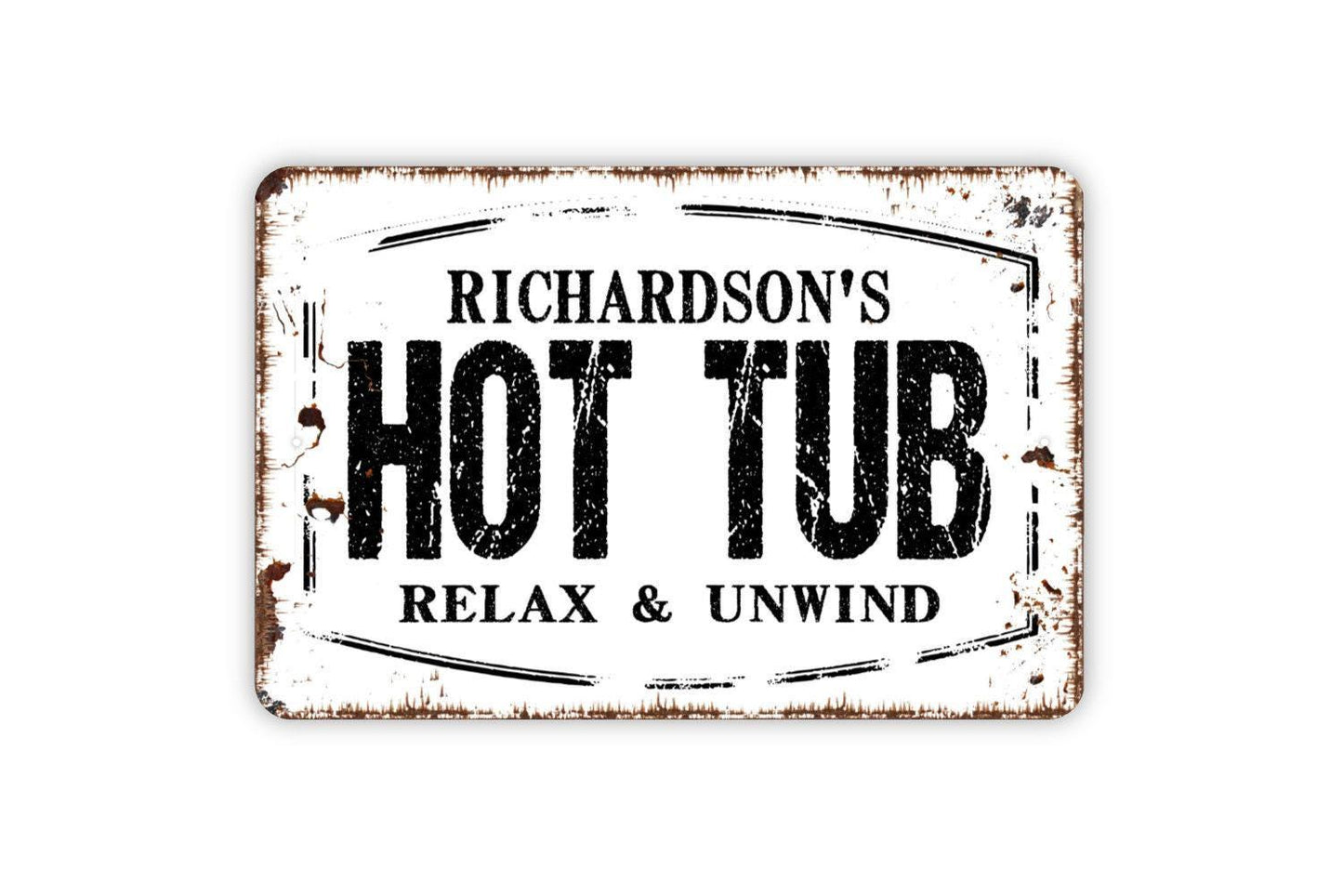 Personalized Hot Tub Sign - Custom Spa Metal Wall Art Indoor Or Outdoor