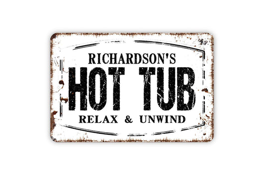 Personalized Hot Tub Sign - Custom Spa Metal Wall Art Indoor Or Outdoor
