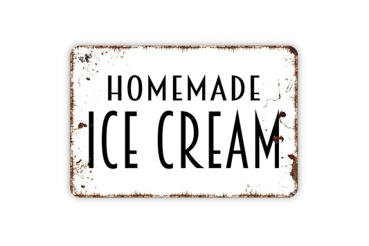 Homemade Ice Cream Sign | Vintage Kitchen Dessert Shop Wall Decor | Metal Sign or Vinyl Sticker for Cafe Diner Restaurant