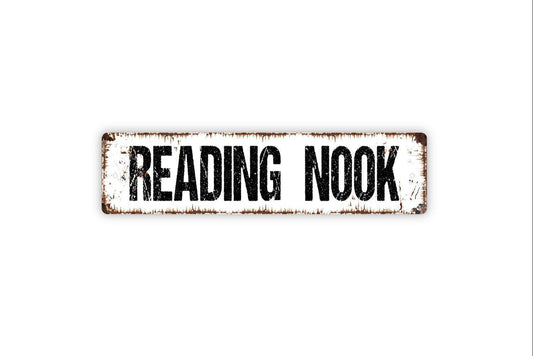 Reading Nook Sign | Rustic Book Lover Wall Decor | Farmhouse Library or Study Sign | Custom Metal Sign or Vinyl Sticker | Cozy Reading Art