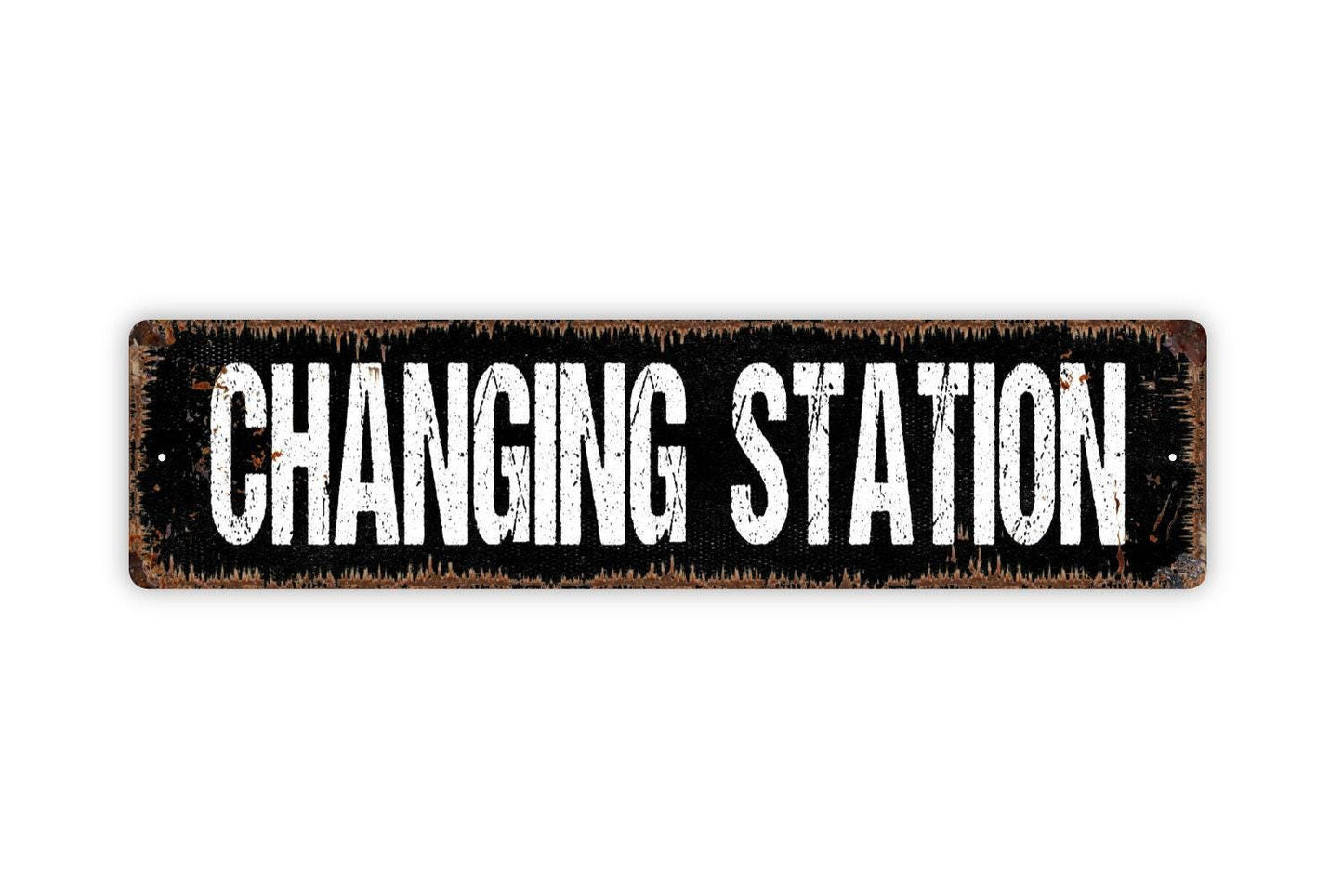 Changing Station Sign - Bathroom Restroom Water Closet El Bano Baby Diaper Room Rustic Street Metal Sign or Door Name Plate Plaque
