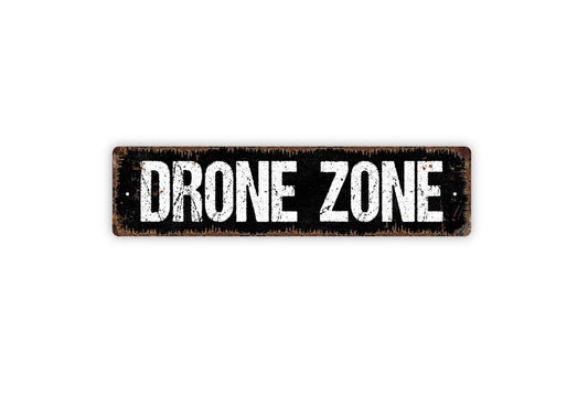 Drone Zone Sign - Drone Flying Area Pilot Vinyl Sticker Or  Metal Street Sign or Door Name Plate Plaque