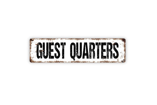 Guest Quarters Sign Metal or Vinyl Sticker | Rustic Farmhouse Guest Room Decor | Bedroom Door Sign | Country Home Wall Art | Visitor Room