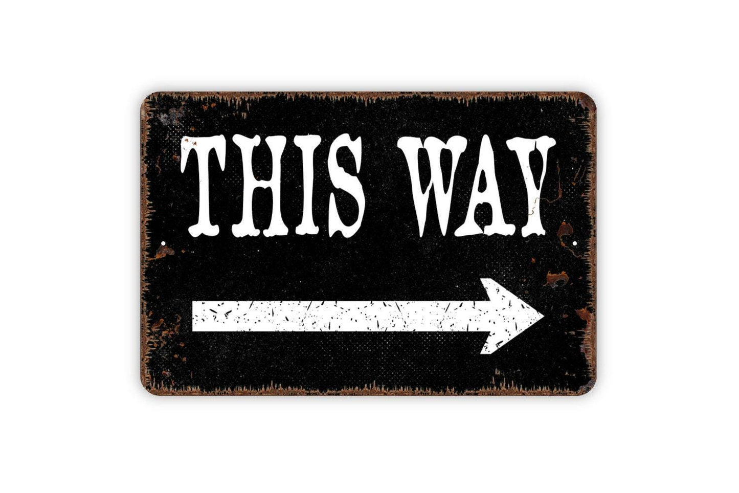 This Way with Right or Left Directional Arrow Metal Sign - Farmhouse Style Wall Decor Modern Wall Metal Sign