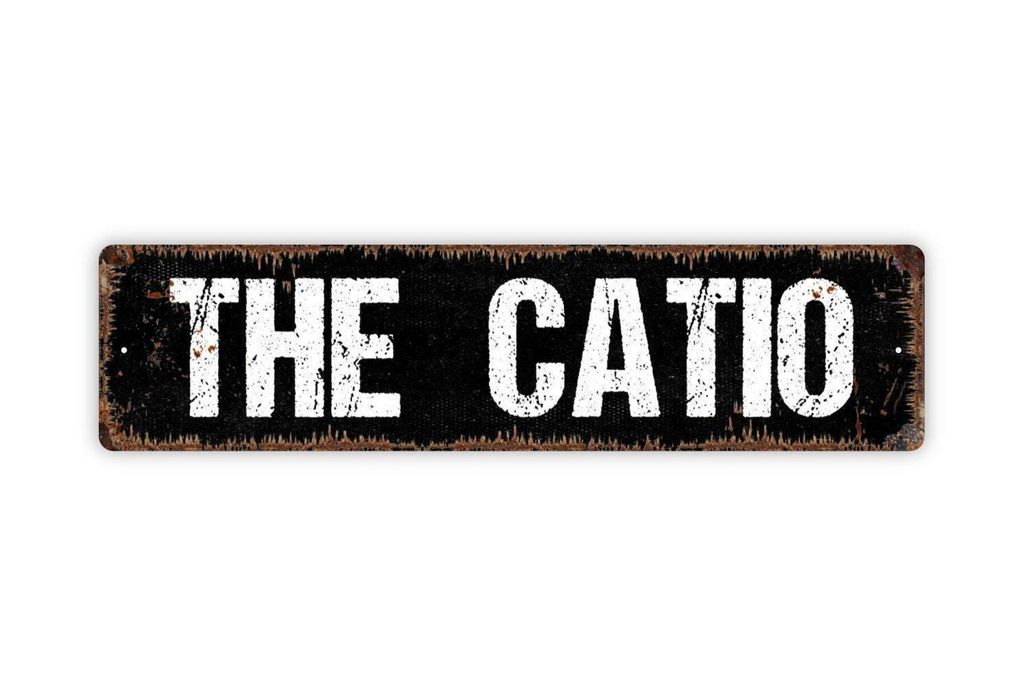The Catio Sign - Cat Kitten Patio Porch Kitty Vinyl Sticker Or  Street Metal Sign or Door Name Plate Plaque