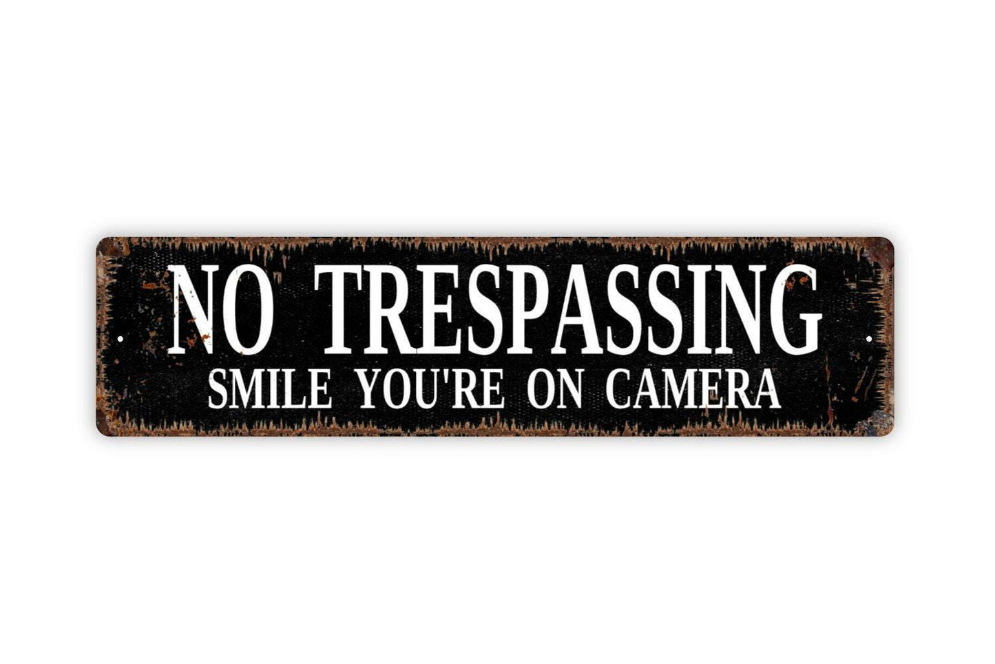No Trespassing Smile You're On Camera Sign - Vinyl Sticker Or  Metal Street Sign or Door Name Plate Plaque