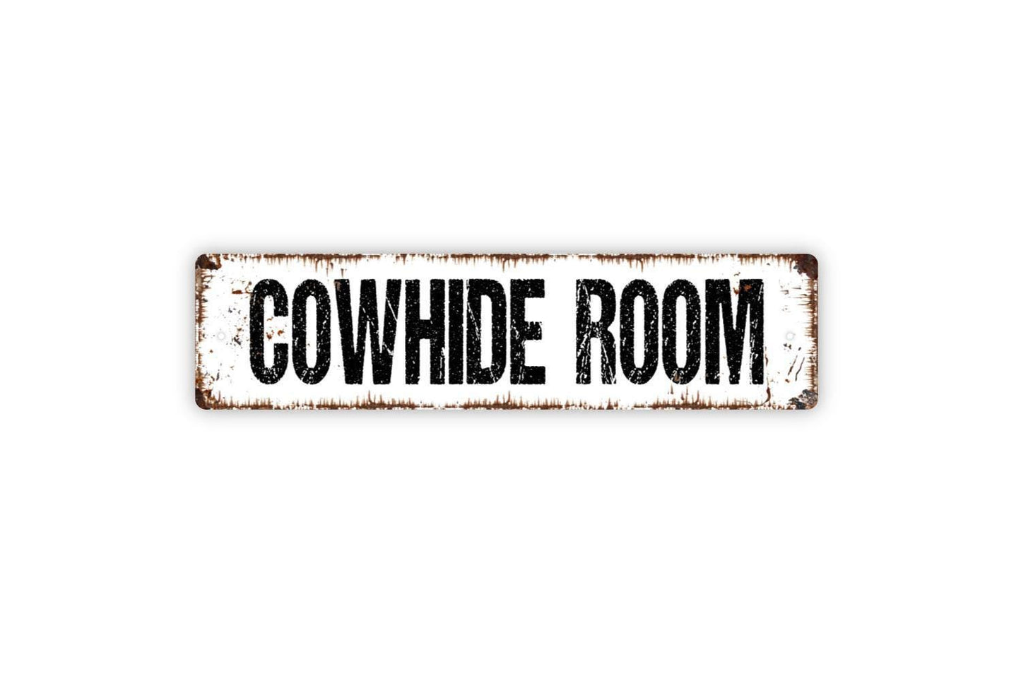 Cowhide Room Sign - Cattle Ranch Farm Vinyl Sticker Or  Metal Street Sign or Door Name Plate Plaque