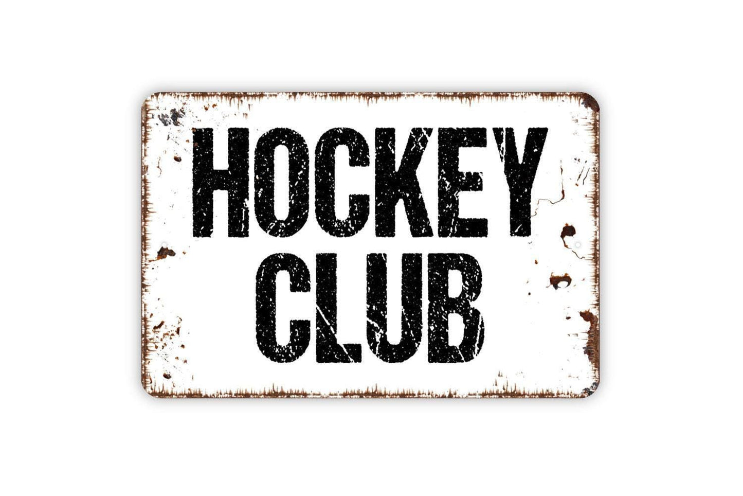 Hockey Club Sign | Rustic Sports Wall Decor | Custom Team Name Sign | Man Cave or Game Room Wall Art | Metal Sign or Vinyl Sticker