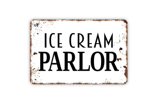 Ice Cream Parlor Sign - Hand Scooped Dairy Custard Milkshakes Farmhouse Contemporary Modern Wall Metal Sign