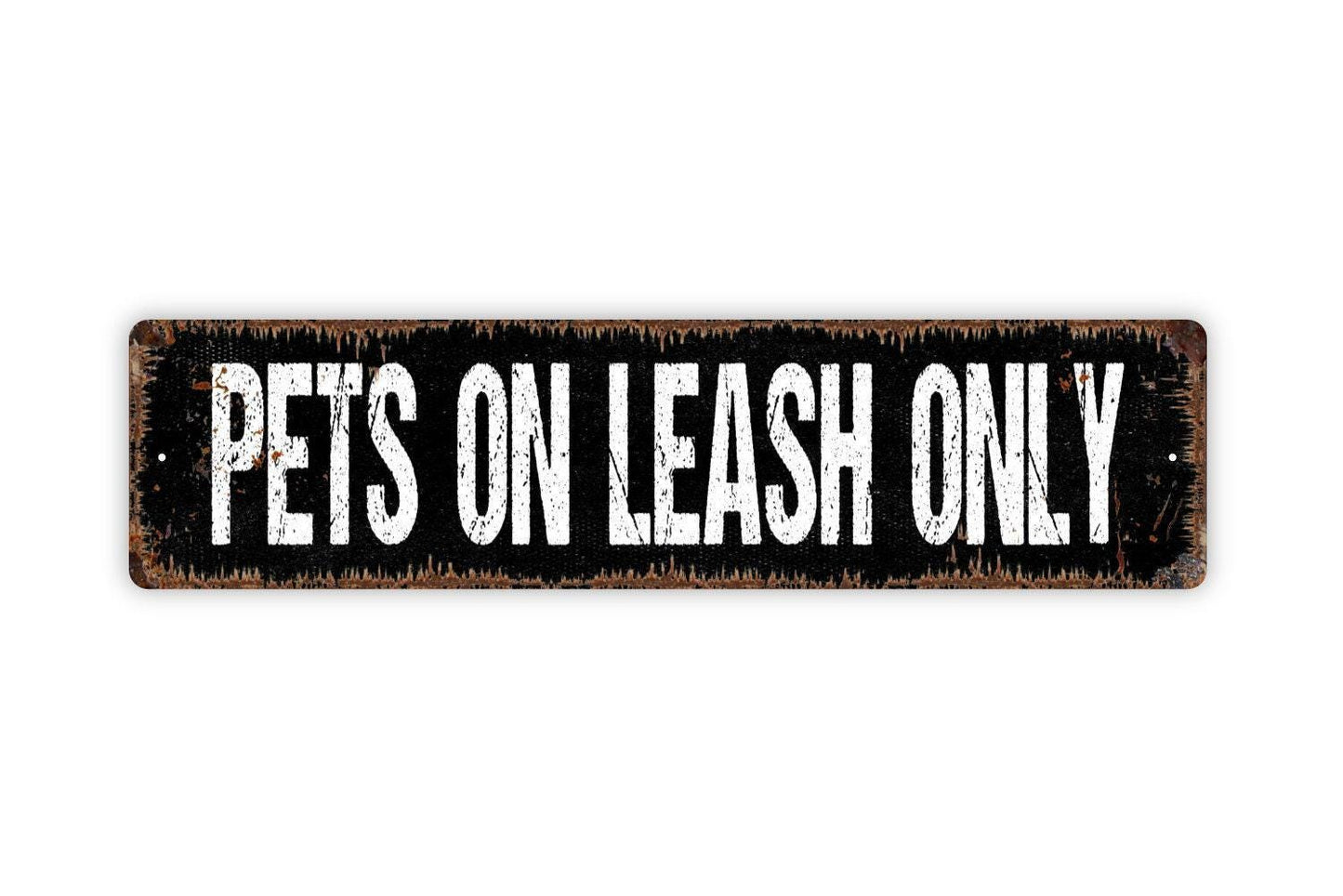 Pets On Leash Only Sign Metal Wall Art or Vinyl Sticker for Yard, Garden, Park, Pet Area, Dog Walking Sign, Outdoor Rules Pet Decor