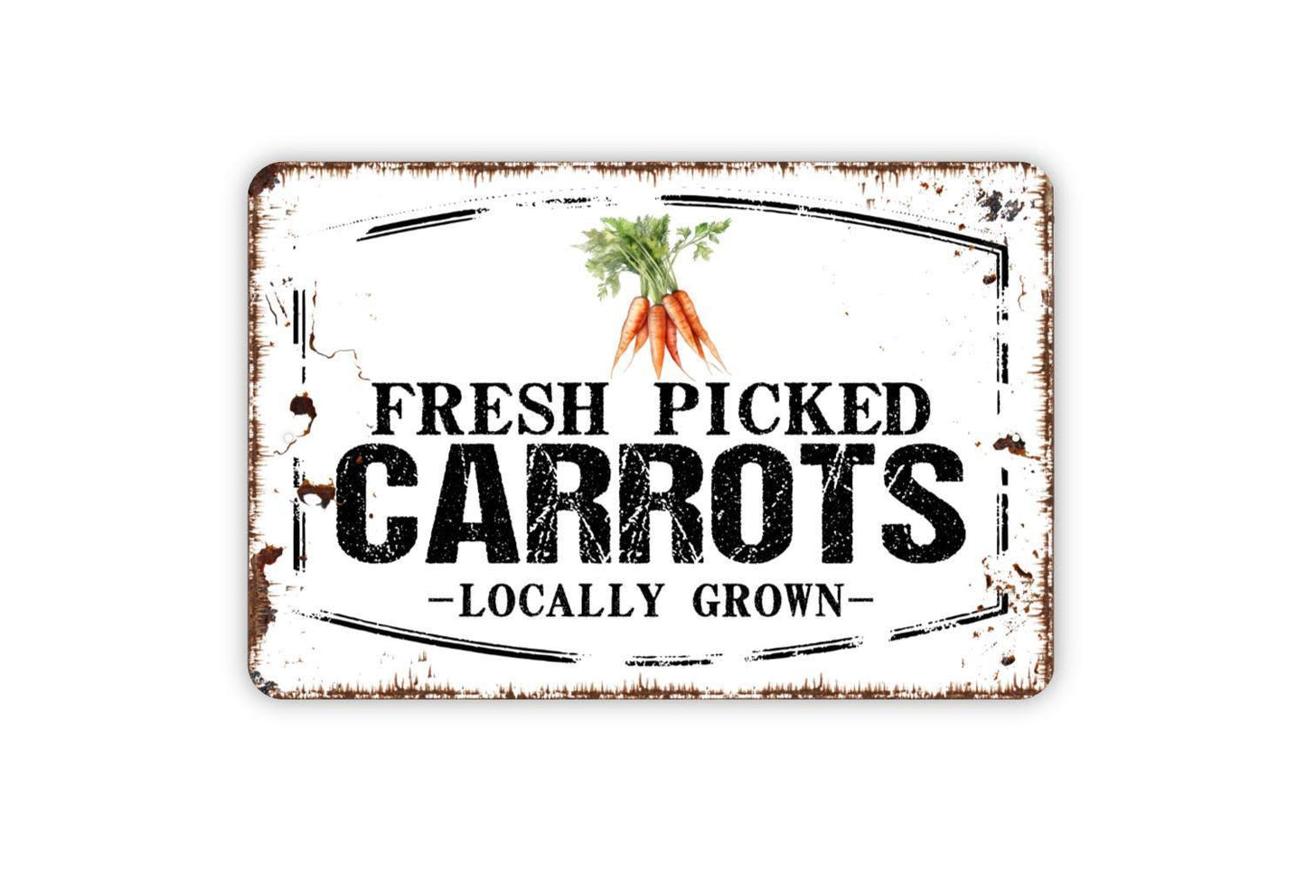 Fresh Picked Carrots Locally Grown Sign | Rustic Farmhouse Kitchen Garden Market Decor | Vegetable Produce Stand Metal Sign or Vinyl Sticker