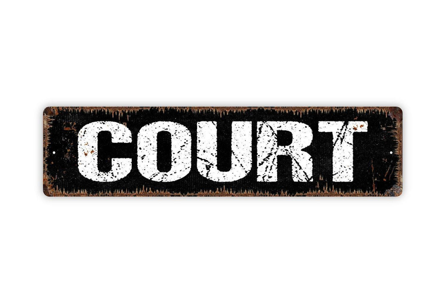 Court Metal Sign - Basketball Tennis Pickleball Sports Arena Play Indoor Or Outdoor Rustic Street Metal Sign or Door Name Plate Plaque